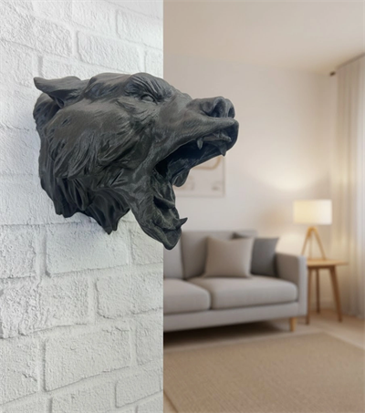 Siyah Ayı Figürü Duvar Dekoru Asılabilir Hediyelik Heykel 25x19 cm