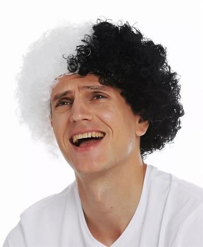 Siyah Beyaz Kıvırcık Afro Bonus Peruk Taraftar Bonus Saç (3936)