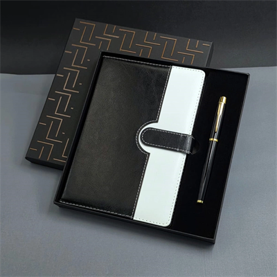 Siyah Beyaz Renkli Tarihsiz Ajanda Defter Ve Metal Roller Kalem Seti