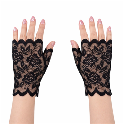 Siyah Dantel Parmaksız Kısa Eldiven