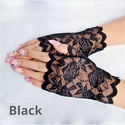 Siyah Dantel Parmaksız Kısa Eldiven
