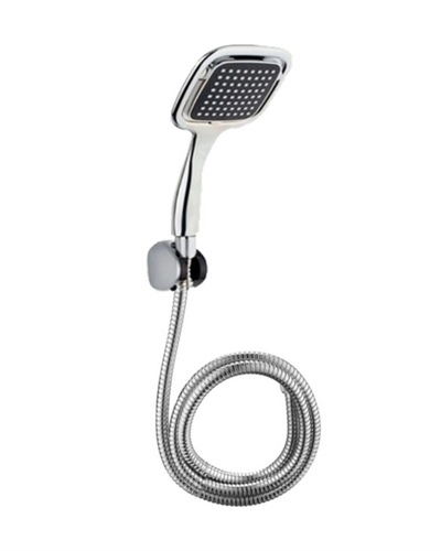 Siyah Duş Seti El Duşu Başlığı Spiral Hortum ve Duvar Askısı Banyo Duş Seti