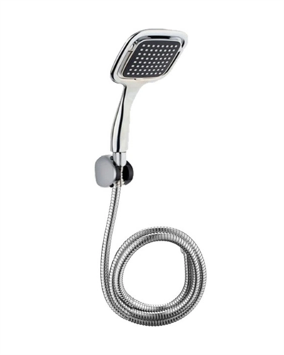 Siyah Duş Seti El Duşu Başlığı Spiral Hortum ve Duvar Askısı Banyo Duş Seti