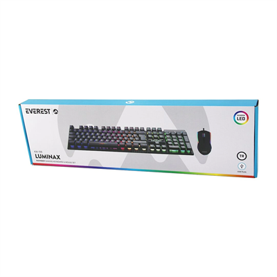Siyah Gökkuşağı Işıklı Usb Kablolu Oyuncu Klavye - Mouse Set Bx40