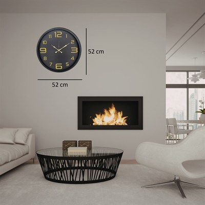 Siyah Gold Rakamlı 52 x 52 Cm Duvar Saati
