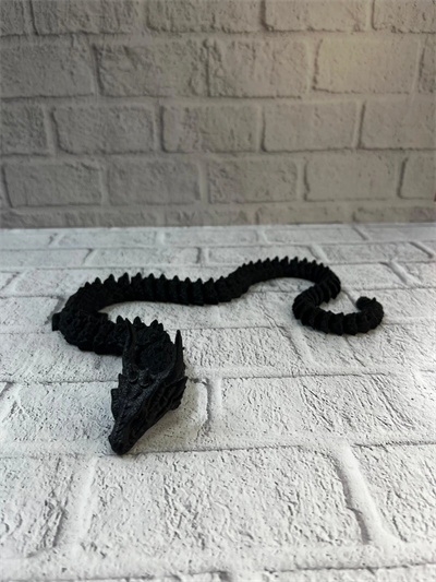 Siyah Hareketli Ejderha Figürü Esnek Gövdeli Dekoratif Tasarım 60 cm