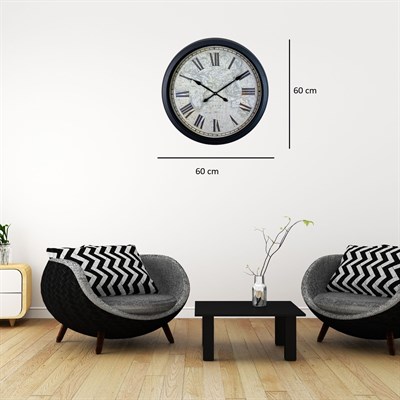 Siyah Heritage Atlas 60 x 60 Cm Metal Duvar Saati