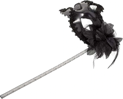 Siyah Işıltılı Tutmalı Fotoğraf Çekimi Maskesi 18x29 Cm