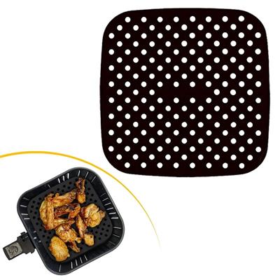 Siyah Isıya Dayanıklı Yıkanılabilir Silikon Fırın Ve Airfryer Kare Model Pişirme Matı 21,5 Cm (3936)