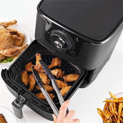 Siyah Isıya Dayanıklı Yıkanılabilir Silikon Fırın Ve Airfryer Yuvarlak Model Pişirme Matı 23 Cm Bx40
