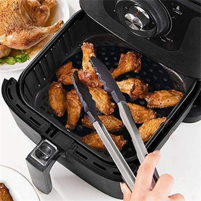 Siyah Isıya Dayanıklı Yıkanılabilir Silikon Fırın Ve Airfryer Kare Model Pişirme Matı 21,5 Cm Bx40
