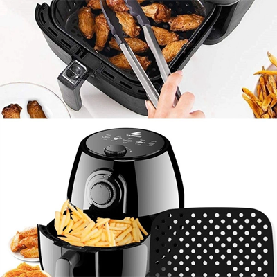 Siyah Isıya Dayanıklı Yıkanılabilir Silikon Fırın Ve Airfryer Kare Model Pişirme Matı 21,5 Cm Bx40
