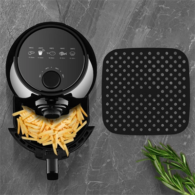 Siyah Isıya Dayanıklı Yıkanılabilir Silikon Fırın Ve Airfryer Kare Model Pişirme Matı 21,5 Cm Bx40