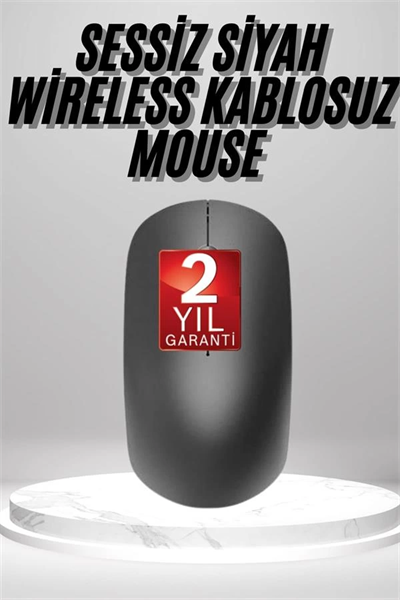 Siyah Kablosuz Mouse Wireless Mouse Minimal Tasarım