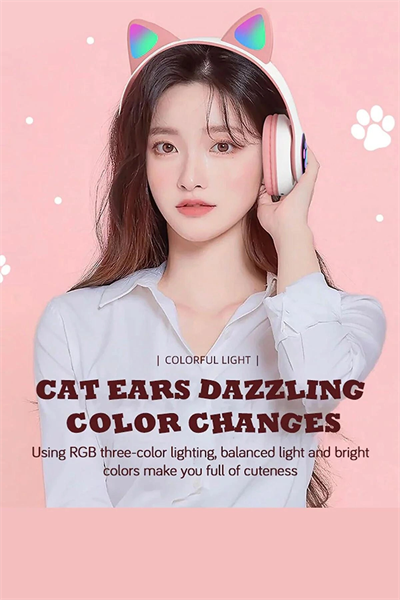 Siyah Kedi Kulağı Tasarımlı Bluetooth Kulaklık - Çocuklar İçin Eğlenceli ve Dayanıklı