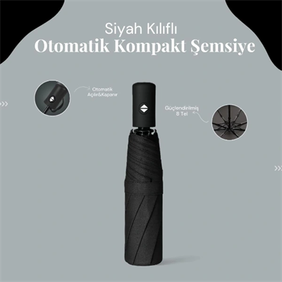 Siyah Kılıflı Otomatik Kompakt Şemsiye
