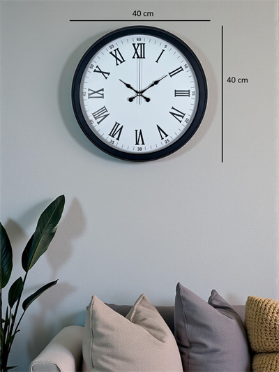 Siyah Klasik & Şık 40 Cm Metal Duvar Saati