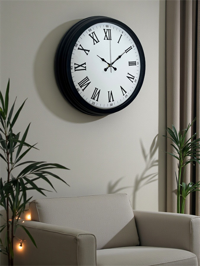 Siyah Klasik & Şık 40 Cm Metal Duvar Saati