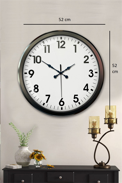 Siyah Klasik 52 Cm Modern Duvar Saati