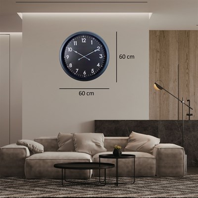 Siyah Klasik 60 x 60 Cm Metal Duvar Saati
