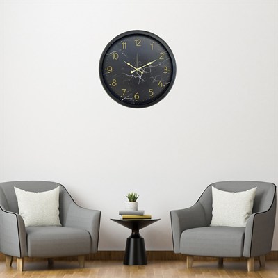 Siyah Mermer Desenli 52 x 52 Cm Duvar Saati