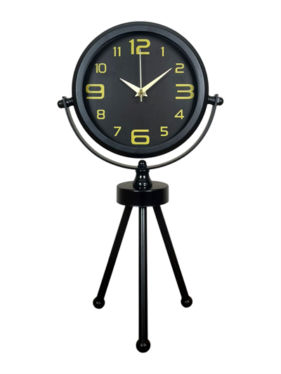 Siyah Metal Gold Rakamlı Üç Ayaklı Masa Saati