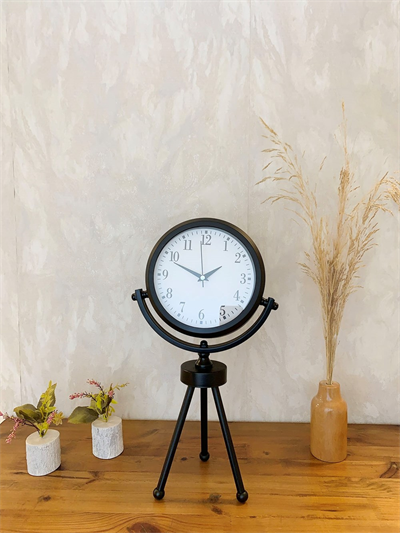 Siyah Metal Mini Tripod Masa Saati 45×26 cm