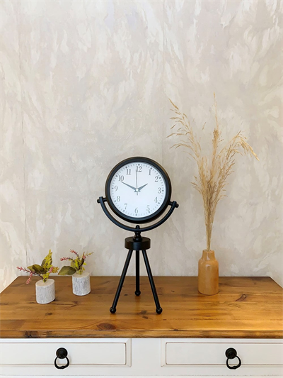 Siyah Metal Mini Tripod Masa Saati 45×26 cm