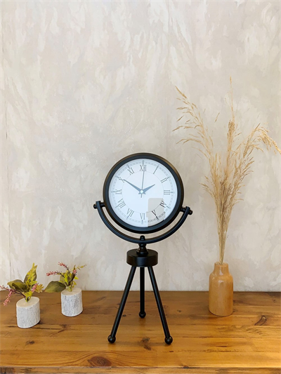 Siyah Metal Mini Tripod Retro Masa Saati 45×26 cm