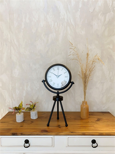 Siyah Metal Mini Tripod Retro Masa Saati 45×26 cm