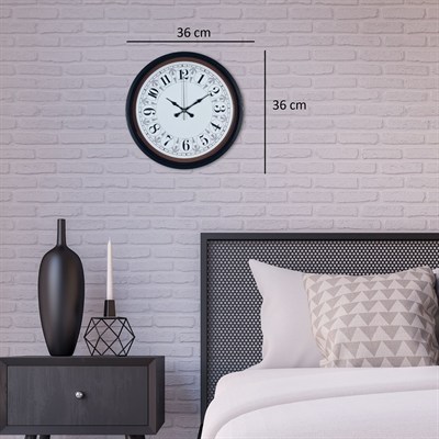 Siyah Motifli 36 Cm Duvar Saati