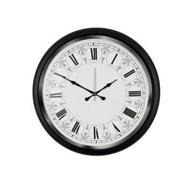 Siyah Motifli 52 Cm Metal Duvar Saati