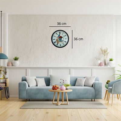 Siyah Paris Garden Dekoratif 36 Cm Duvar Saati