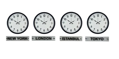 Siyah Prestij 36 Cm 4 lü Tabelalı Saat Seti