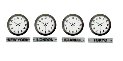 Siyah Prestij 36 Cm Metal Tabelalı Dünya Saatleri – 4’lü Siyah Set