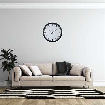 Siyah Prime İndex 52 x 52 Cm Duvar Saati