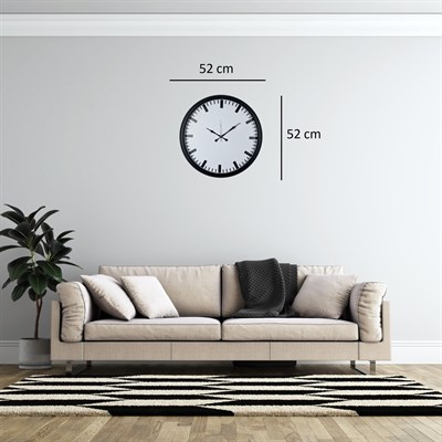 Siyah Prime İndex 52 x 52 Cm Duvar Saati
