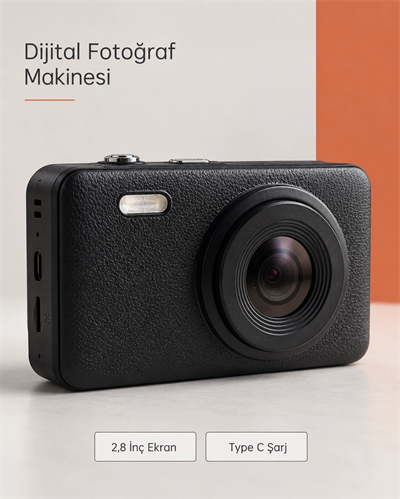 Siyah Renk 2,8 İnç Ekranlı Taşınabilir Dijital Fotoğraf Makinesi