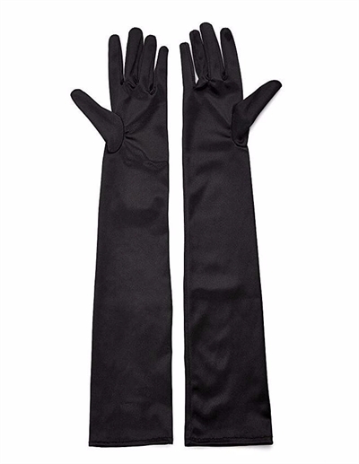 Siyah Renk Dirseğe Kadar Uzun Kumaş Eldiven 40 Cm Bx40