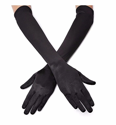 Siyah Renk Dirseğe Kadar Uzun Kumaş Eldiven 40 Cm Bx40