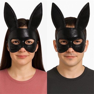 Siyah Renk Kumaş Malzemeden İmal Eva Tavşan Maskesi 19x15 Cm