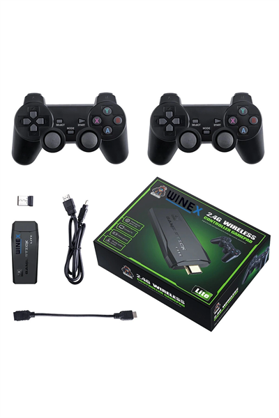 Siyah Retro Oyun Konsolu - 4K HD Çözünürlük ve 20000 Oyun İçeren Kablosuz Game Stick