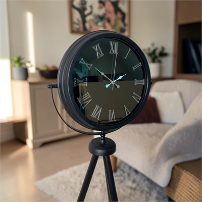 Siyah Roma Aynalı Tripod 150 x 45 Cm Ayaklı Saat