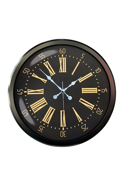 Siyah Roma Rakamlı 52 Cm Metal Duvar Saati