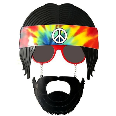 Siyah Saçlı Bandana Tasarımlı Hippi Parti Gözlüğü 26x18 Cm Bx40