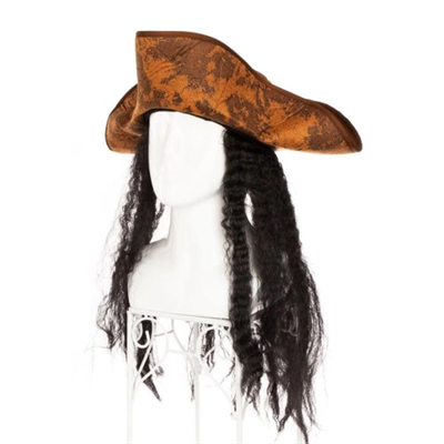 Siyah Saçlı Kaptan Korsan Şapkası