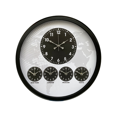 Siyah Sade ve Şık 52 Cm Dünya Saati