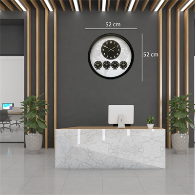 Siyah Sade ve Şık 52 Cm Dünya Saati