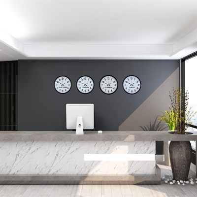 Siyah Şık  4’lü Dünya Saat Seti 36 cm