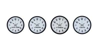 Siyah Şık  4’lü Dünya Saat Seti 36 cm